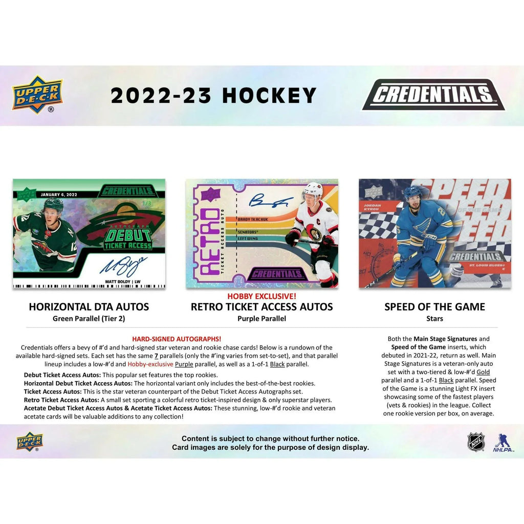 2022 23 Upper Deck Credentials Hockey Hobby 20 Box Case (Ships Sealed Only)