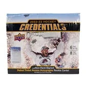 2022 23 Upper Deck Credentials Hockey Hobby Box (Ships Sealed Only) - D