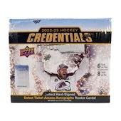 2022 23 Upper Deck Credentials Hockey Hobby Box (Ships Sealed Only) - D