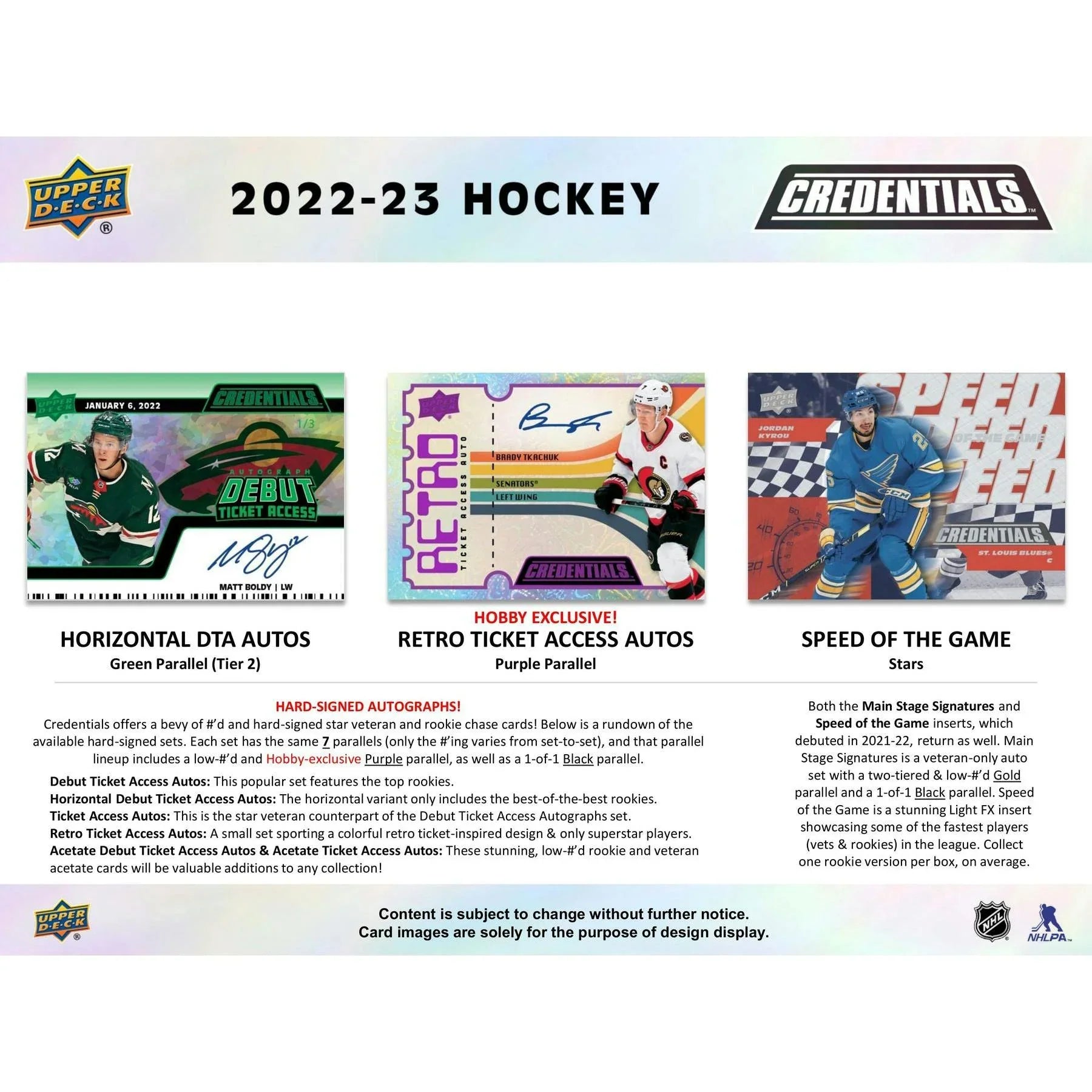 2022 23 Upper Deck Credentials Hockey Hobby Box (Ships Sealed Only) - D