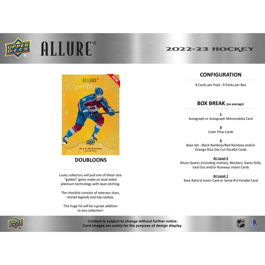 2022 23 Upper Deck Allure Hockey Hobby Box (Ships Sealed Only)