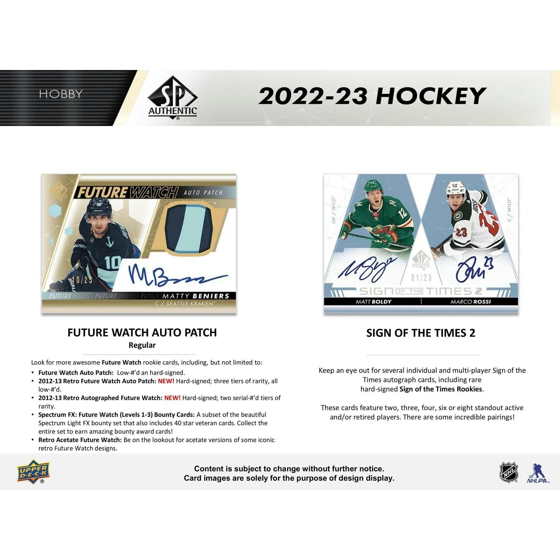 2022 23 Upper Deck SP Authentic Hockey Hobby Box (Ships Sealed Only)