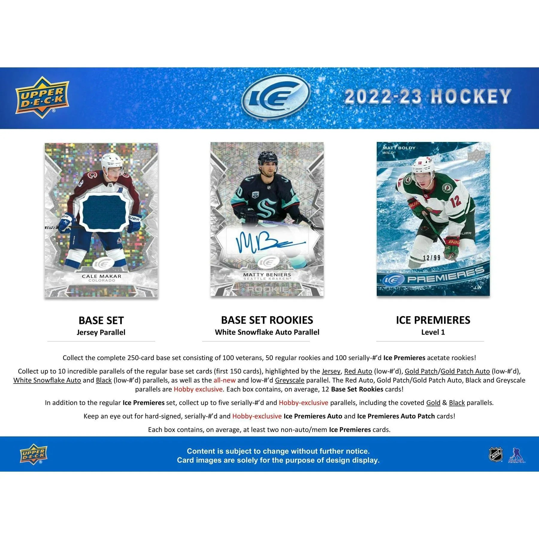 2022 23 Upper Deck Ice Hockey Hobby Box (Ships Sealed Only)