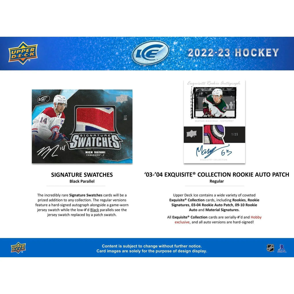 2022 23 Upper Deck Ice Hockey Hobby Box (Ships Sealed Only)