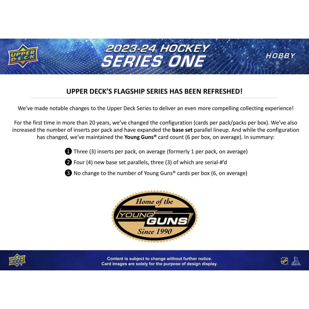 2023-24 Upper Deck Series 1 Hockey Hobby 12-Box Case (Ships Sealed Only) - D