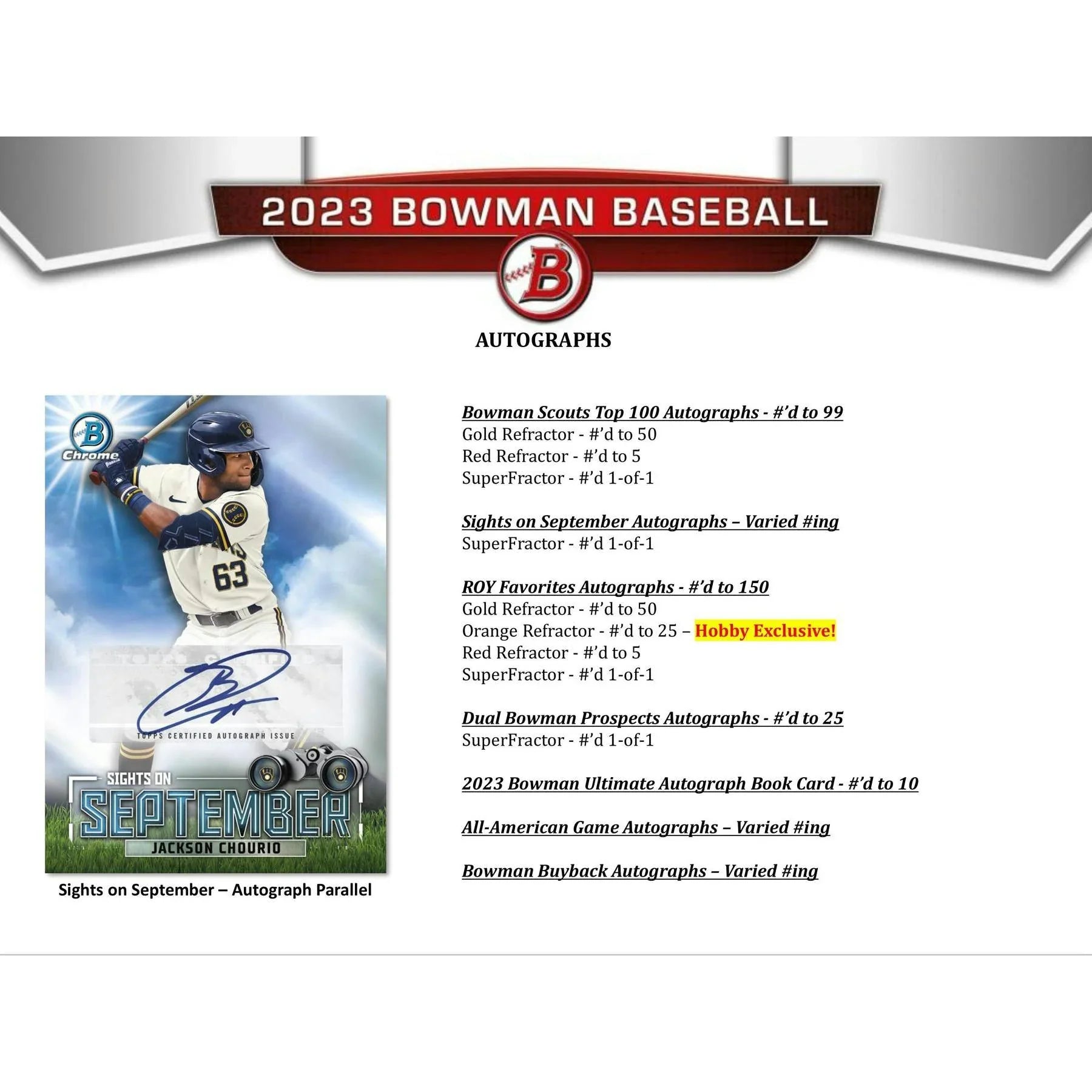 2023 Bowman Baseball Hobby Box (Ships Sealed Only)
