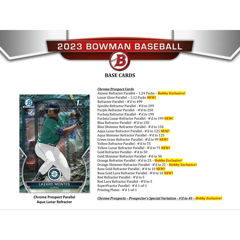 2023 Bowman Baseball Hobby Box (Ships Sealed Only)