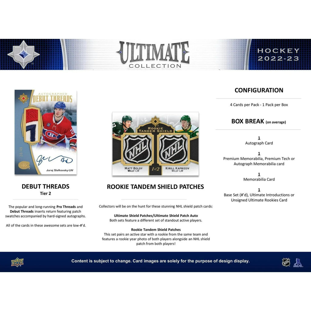 2022 23 Upper Deck Ultimate Collection Hockey Hobby 16 Box Case (Ships Sealed Only)