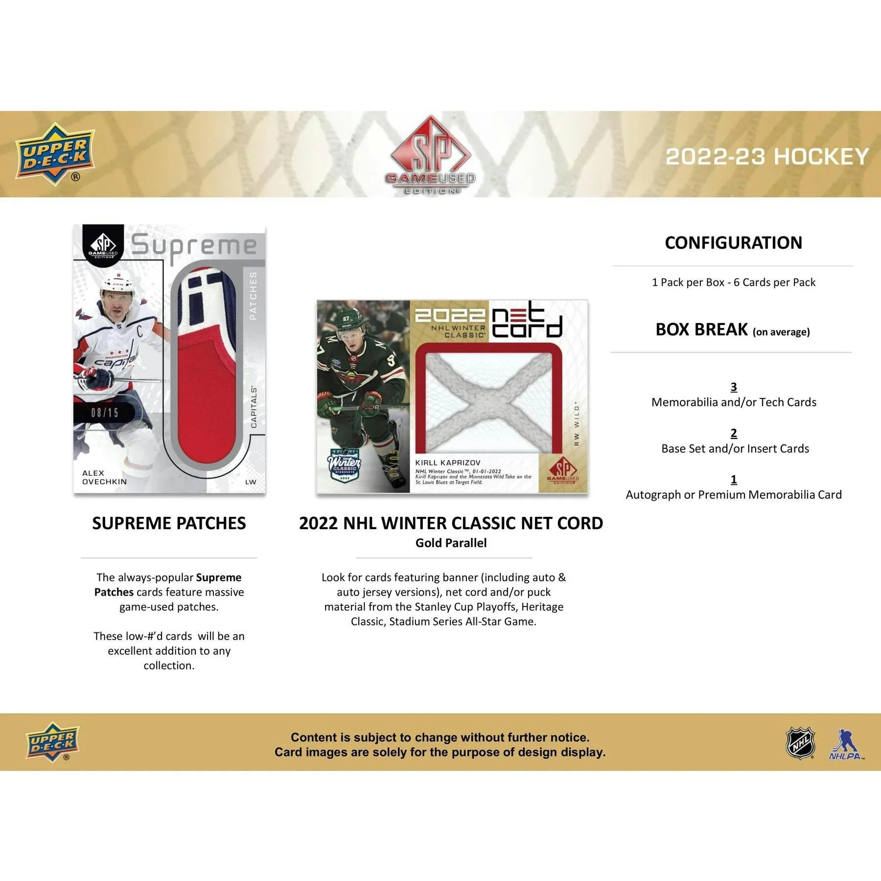 2022 23 Upper Deck SP Game Used Hockey Hobby Box Sealed (Ships Sealed Only)