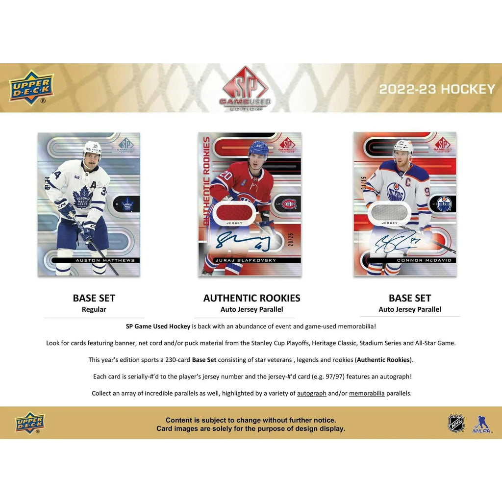 2022 23 Upper Deck SP Game Used Hockey Hobby 18 Box Case (Ships Sealed Only)