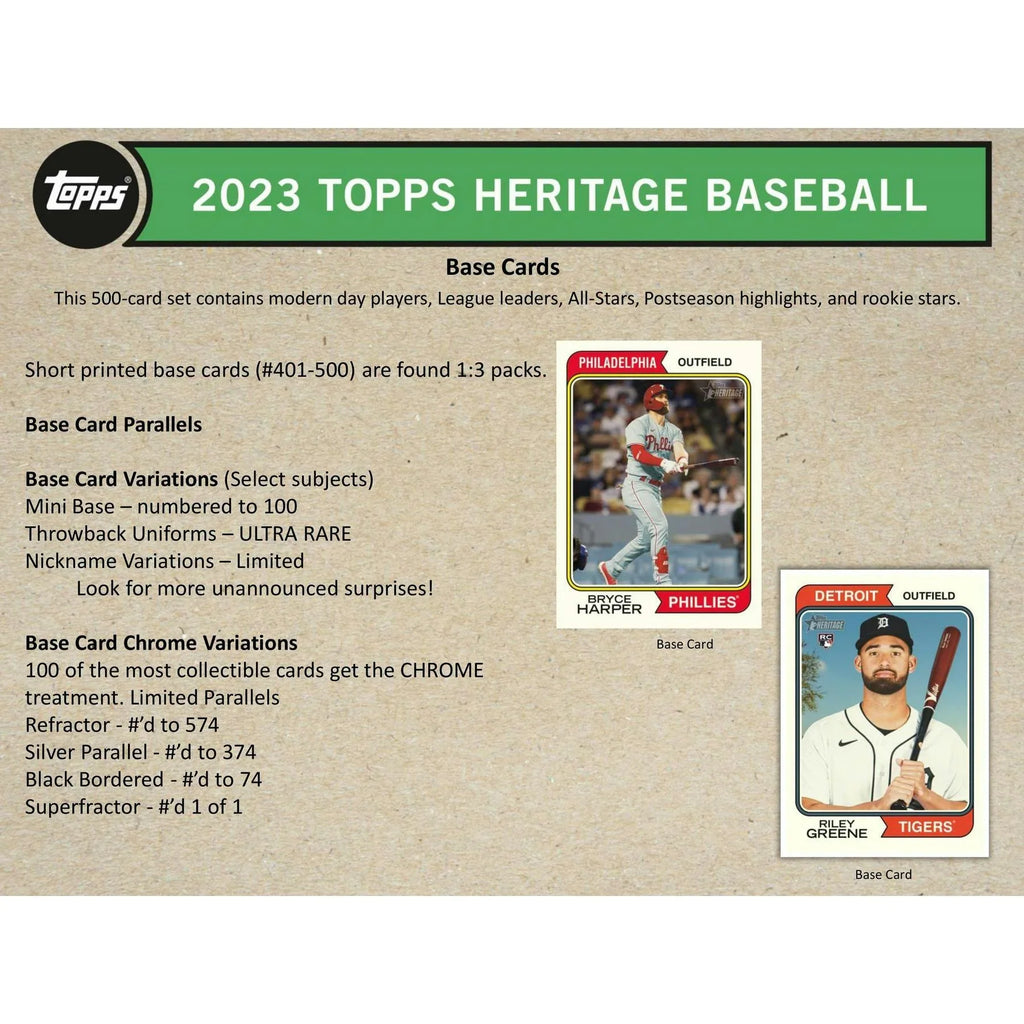 2023 Topps Heritage Baseball Blaster Box (Ships Sealed Only)