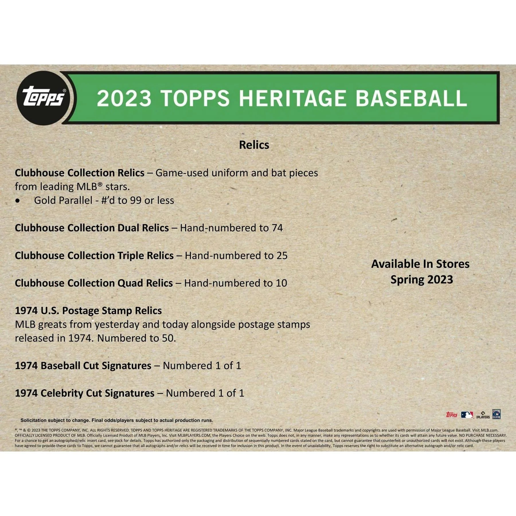 2023 Topps Heritage Baseball Blaster Box (Ships Sealed Only)