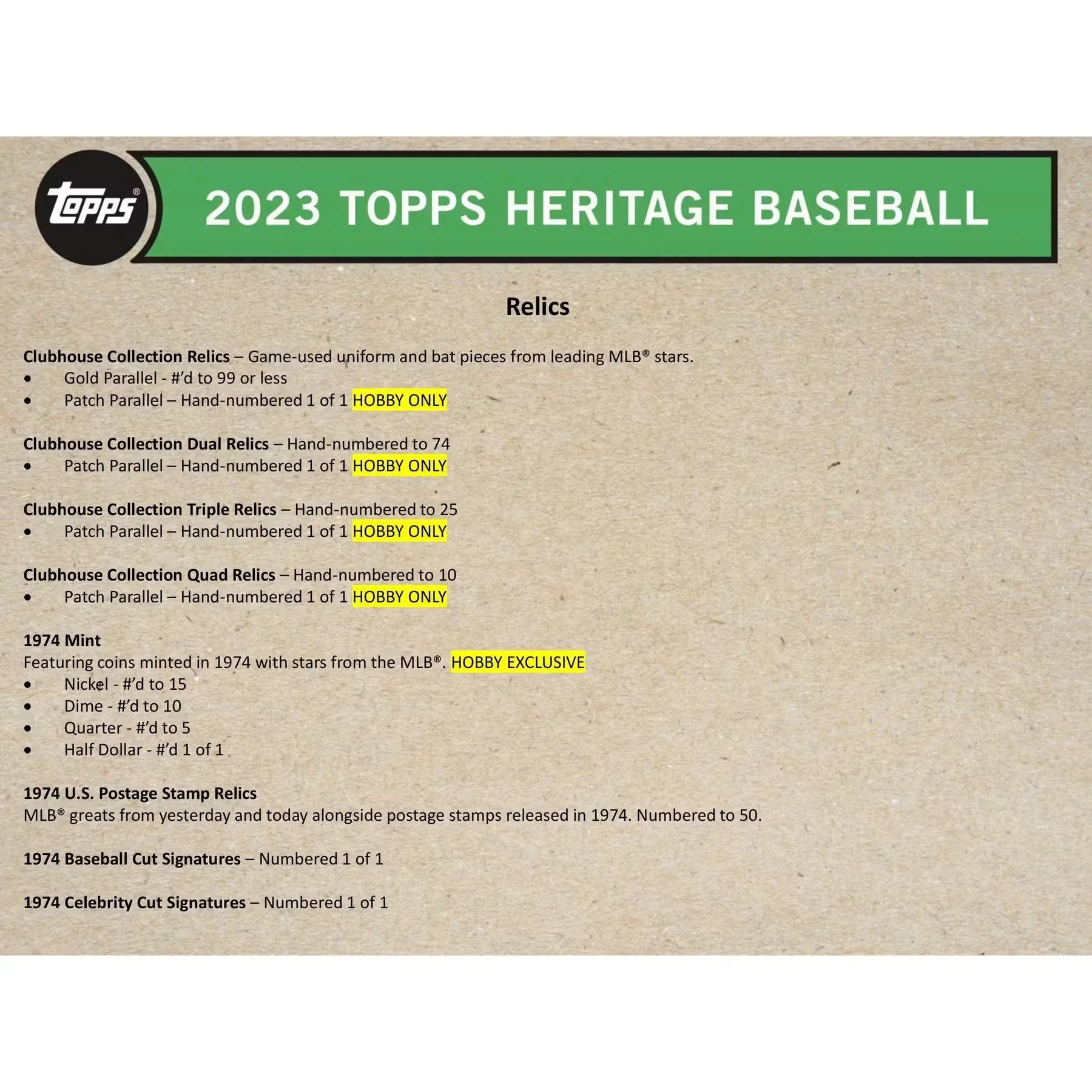 2023 Topps Heritage Baseball Hobby Box (Ships Sealed Only)