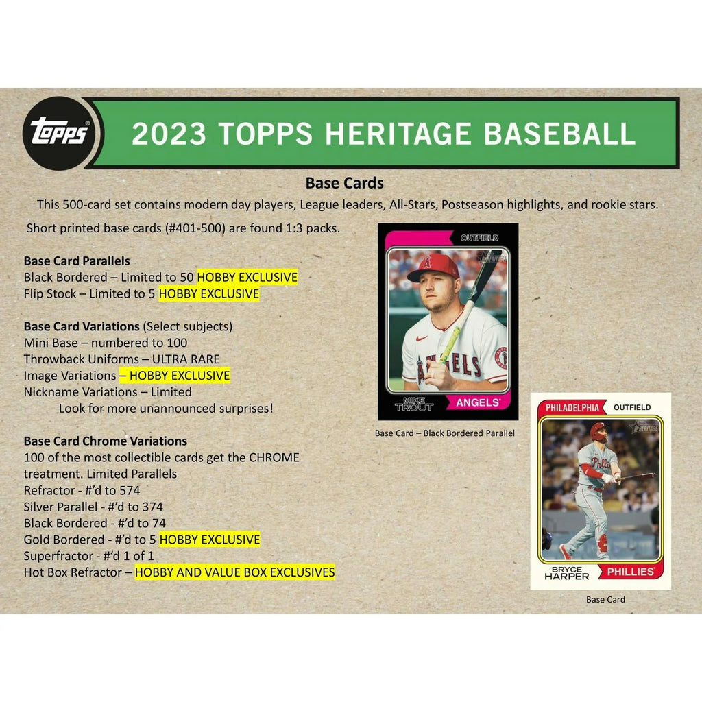 2023 Topps Heritage Baseball Hobby 12-Box Case (Ships Sealed Only)