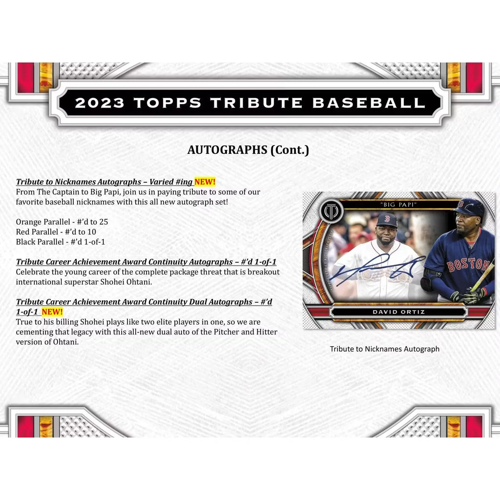 2023 Topps Tribute Baseball Hobby Box (Ships Sealed Only)