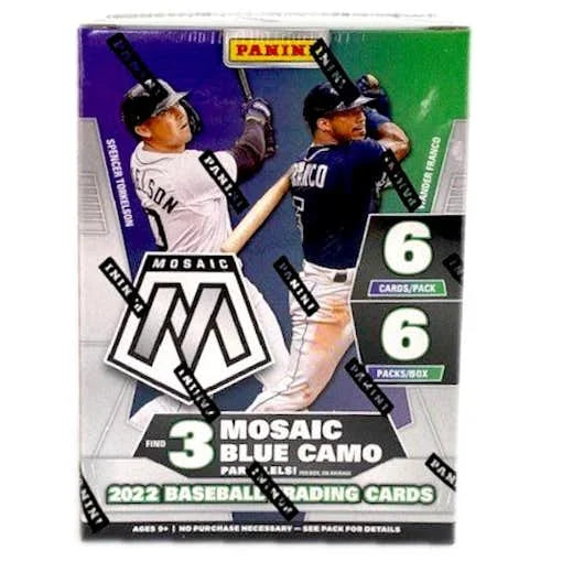 2022 Panini Mosaic Baseball Blaster Box Blue Camo (Ships Sealed Only)