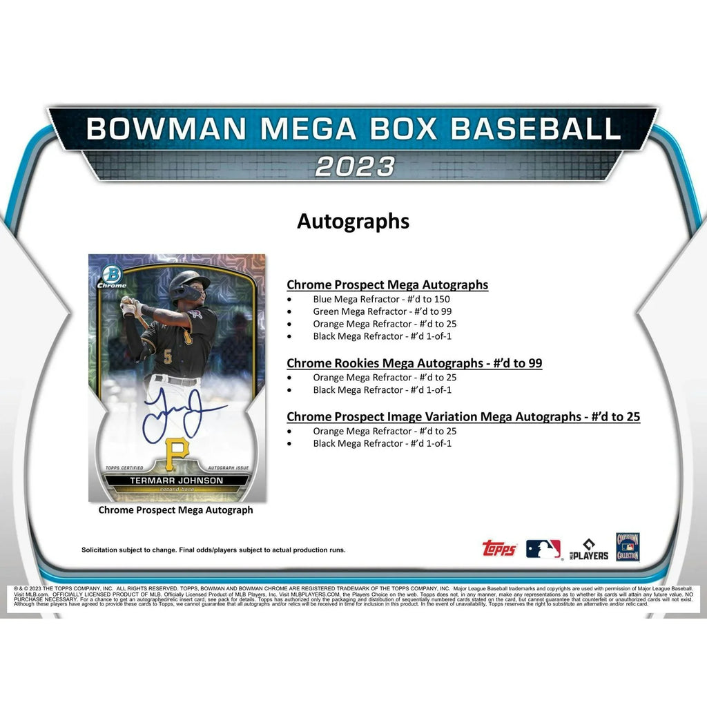 2023 Bowman Baseball Mega Box (Ships Sealed Only)