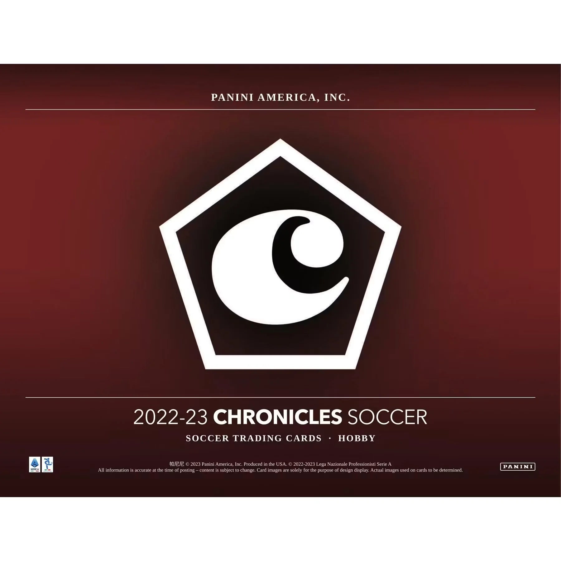 2022-23 Panini Chronicles Soccer Hobby 12-Box Case (Ships Sealed Only)