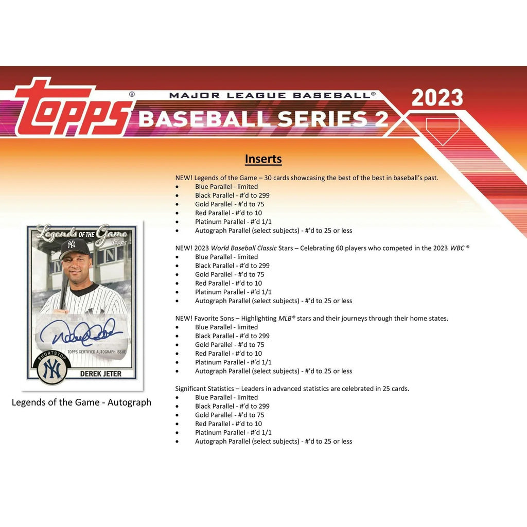 2023 Topps Series 2 Baseball Blaster Box Commemorative Relic Card (Ships Sealed Only)