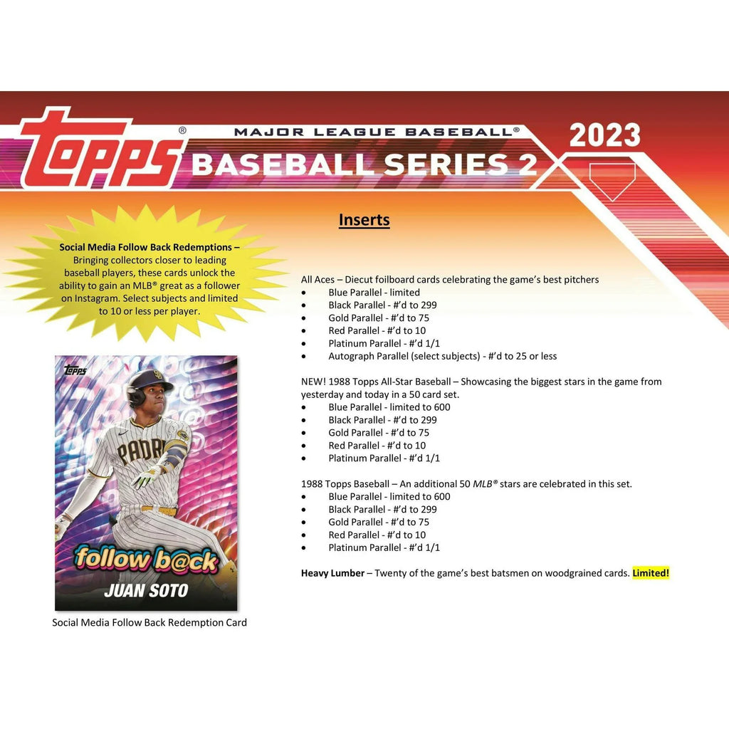 2023 Topps Series 2 Baseball Blaster Box Commemorative Relic Card (Ships Sealed Only)