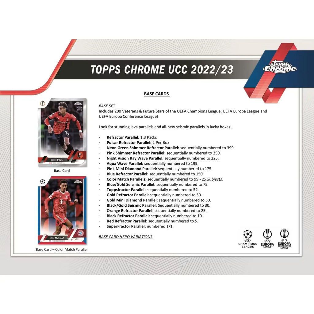 2022-23 Topps Chrome UEFA Club Competitions Soccer Hobby 12-Box Case (Ships Sealed Only)