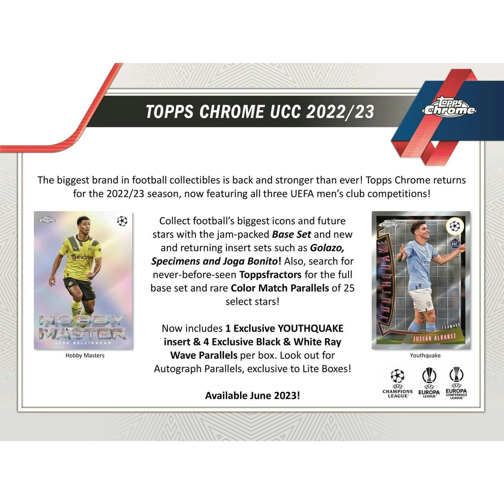 2022 23 Topps Chrome UEFA Club Competitions Soccer Hobby Lite Box (Ships Sealed Only)