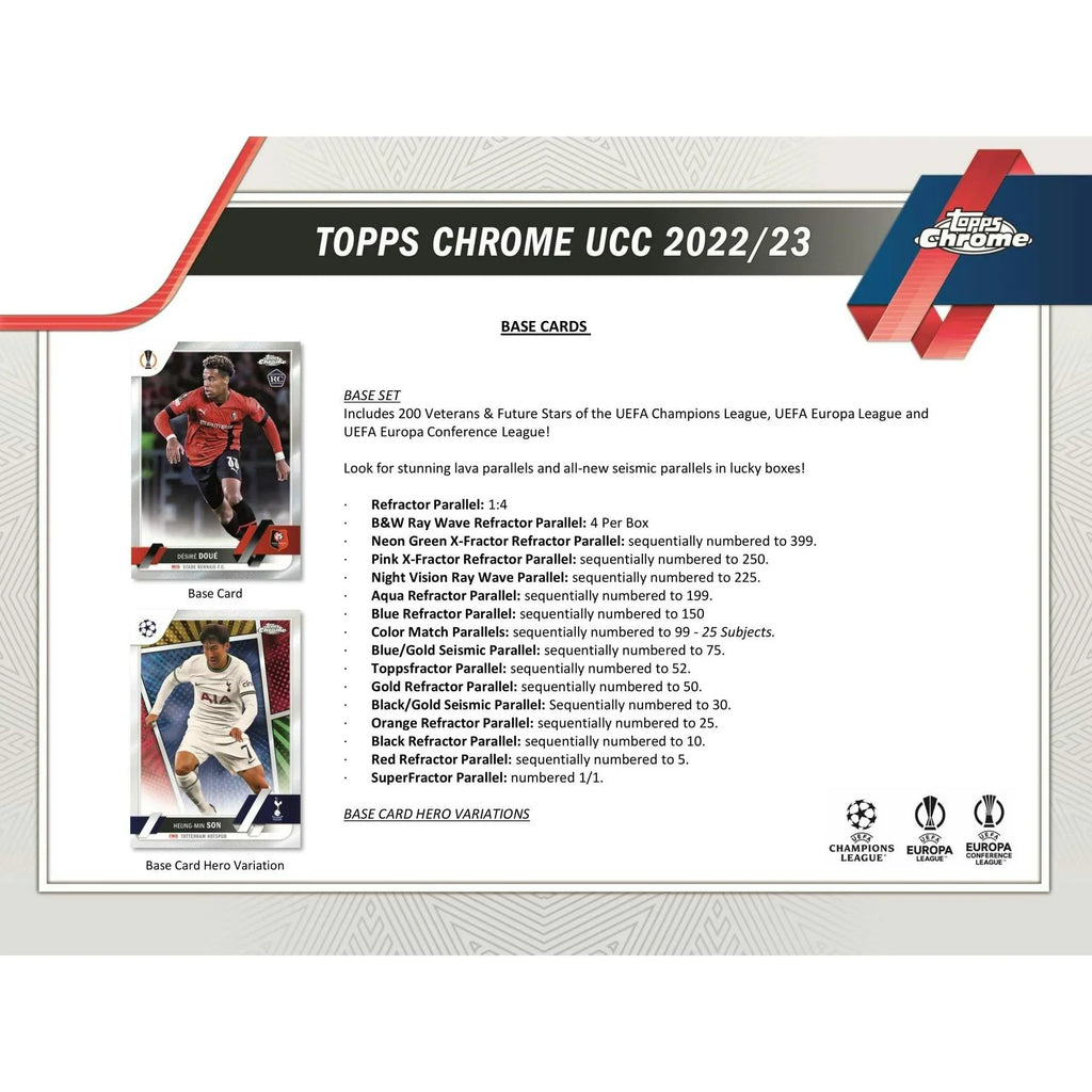 2022 23 Topps Chrome UEFA Club Competitions Soccer Hobby Lite Box (Ships Sealed Only)