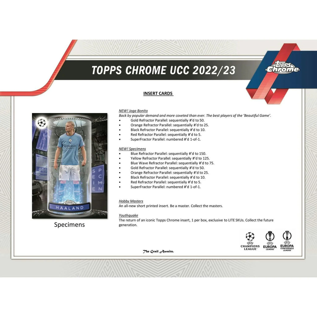 2022 23 Topps Chrome UEFA Club Competitions Soccer Hobby Lite Box (Ships Sealed Only)