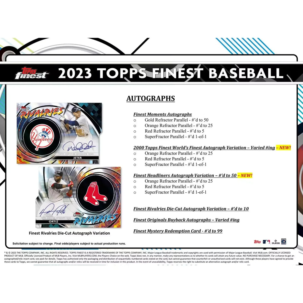 2023 Topps Finest Baseball Hobby 8 Box Case (Ships Sealed Only)