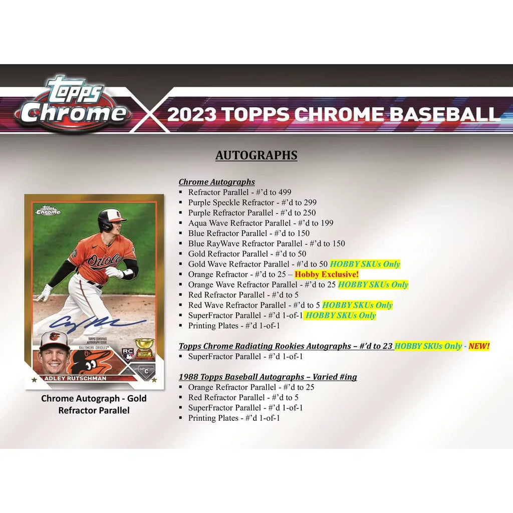 2023 Topps Chrome Baseball Hobby 12-Box Case (Ships Sealed Only)