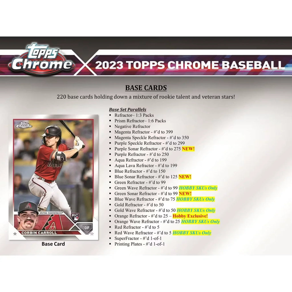 2023 Topps Chrome Baseball Hobby 12-Box Case (Ships Sealed Only)