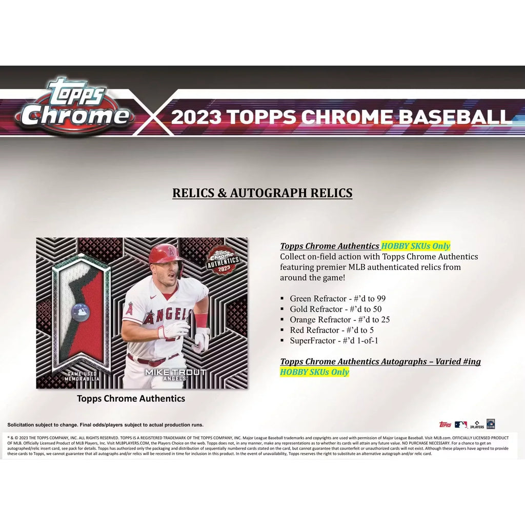 2023 Topps Chrome Baseball Hobby Jumbo Box (Ships Sealed Only)