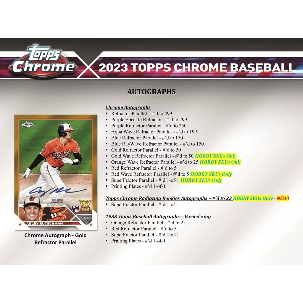 2023 Topps Chrome Baseball Hobby Jumbo Box (Ships Sealed Only)