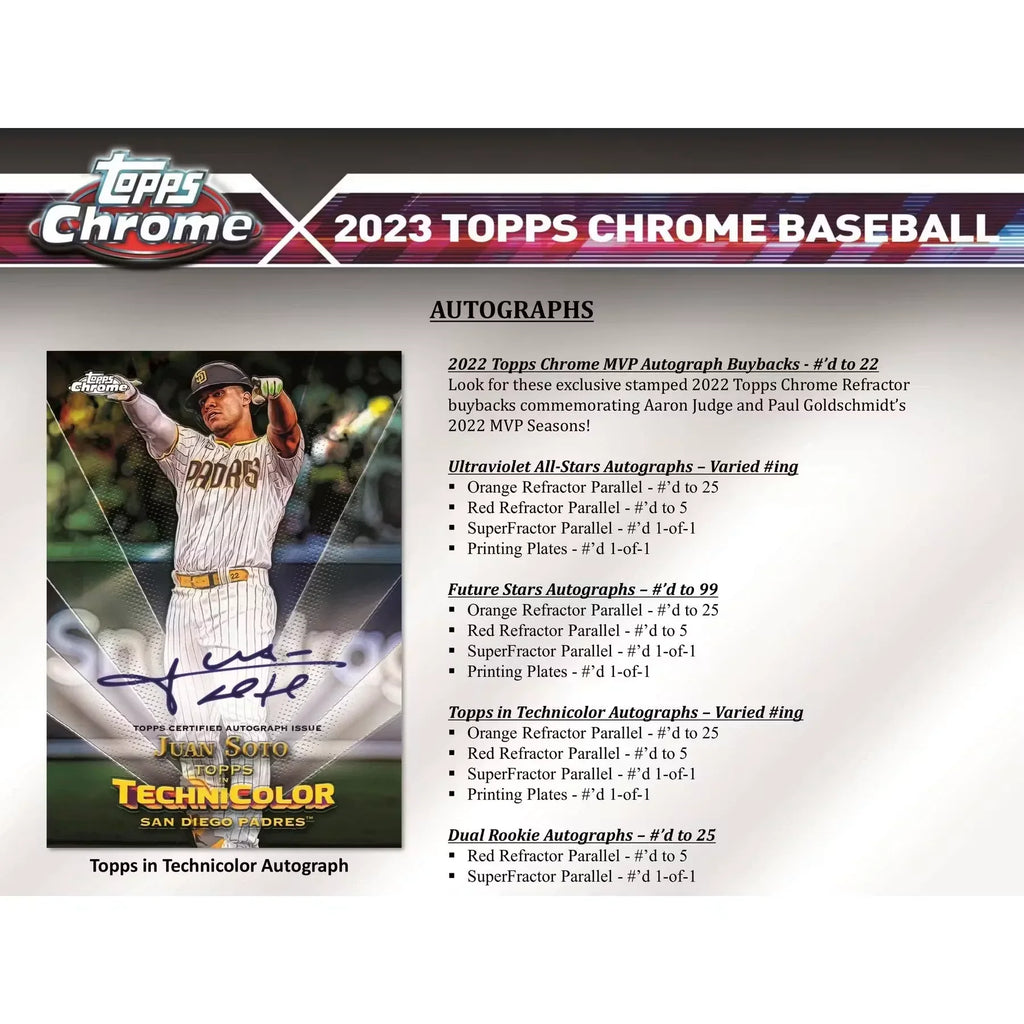 2023 Topps Chrome Baseball Hobby Jumbo Box (Ships Sealed Only)