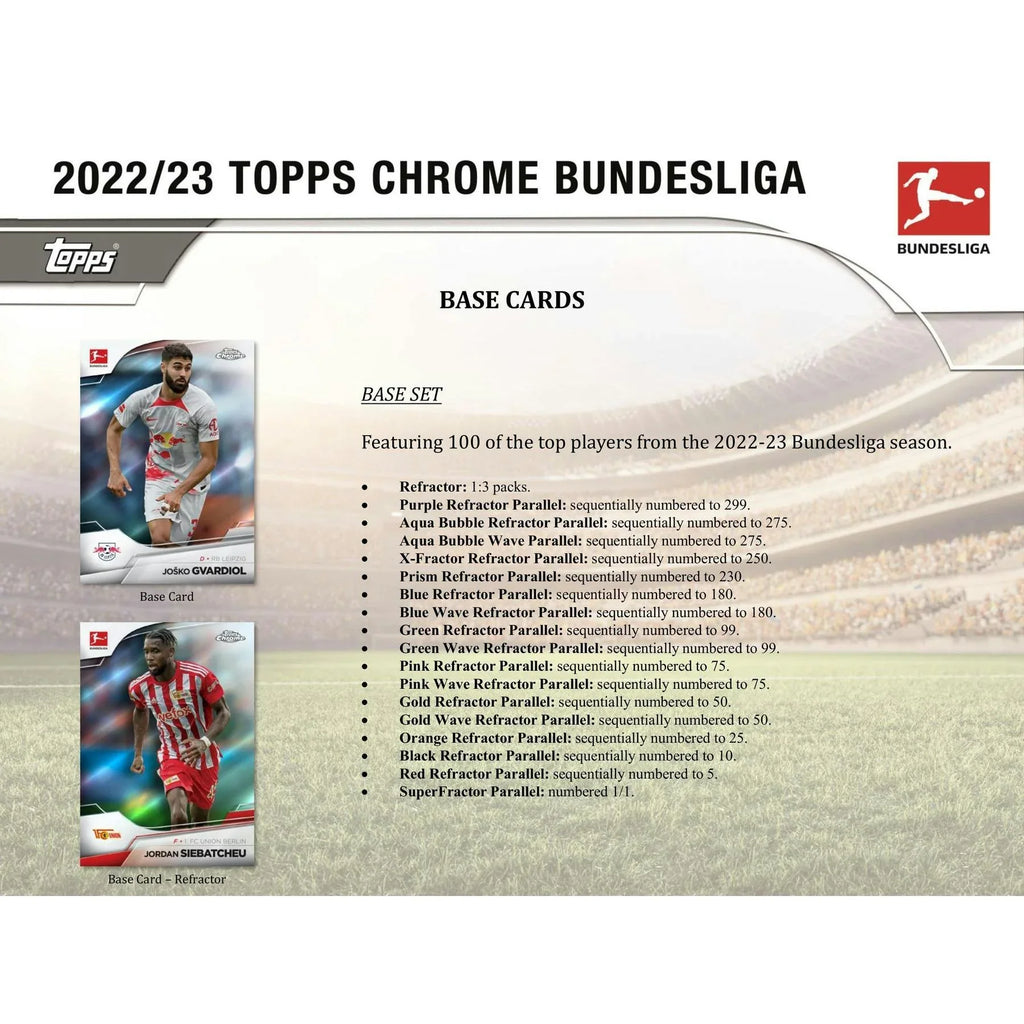 2022 23 Topps Chrome Bundesliga Soccer Hobby Box (Ships Sealed Only)