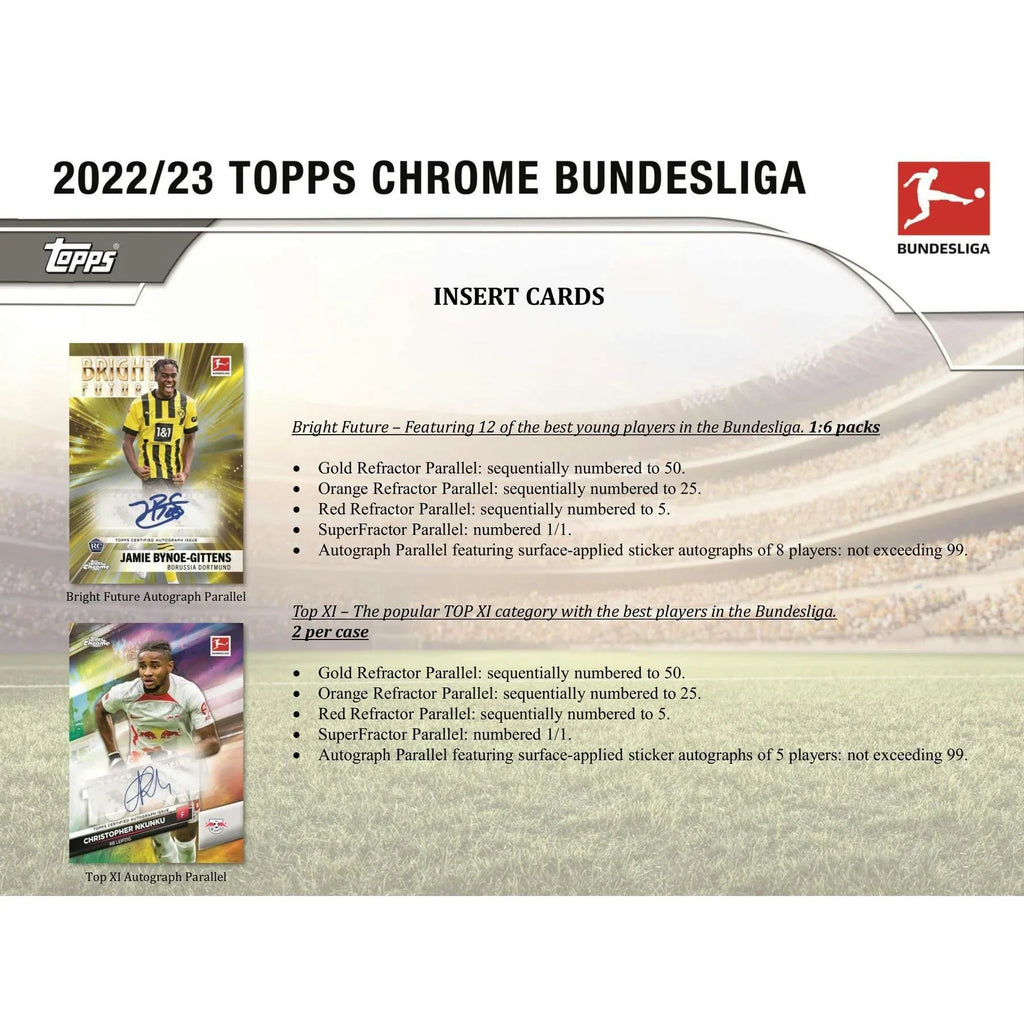 2022 23 Topps Chrome Bundesliga Soccer Hobby Box (Ships Sealed Only)