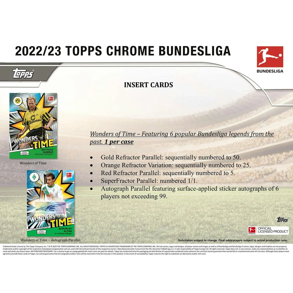 2022 23 Topps Chrome Bundesliga Soccer Hobby Box (Ships Sealed Only)