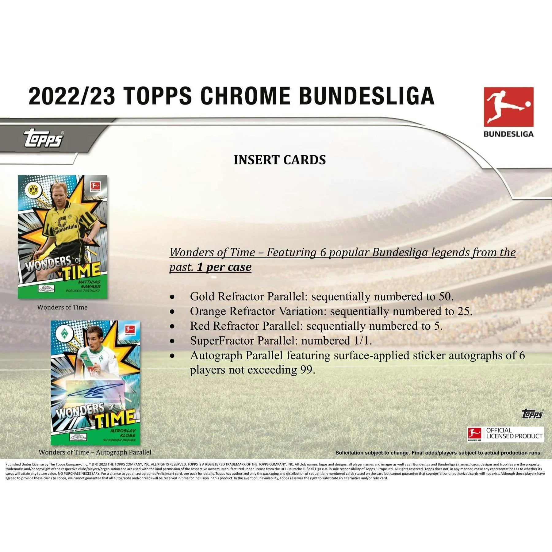 2022 23 Topps Chrome Bundesliga Soccer Hobby Box (Ships Sealed Only)