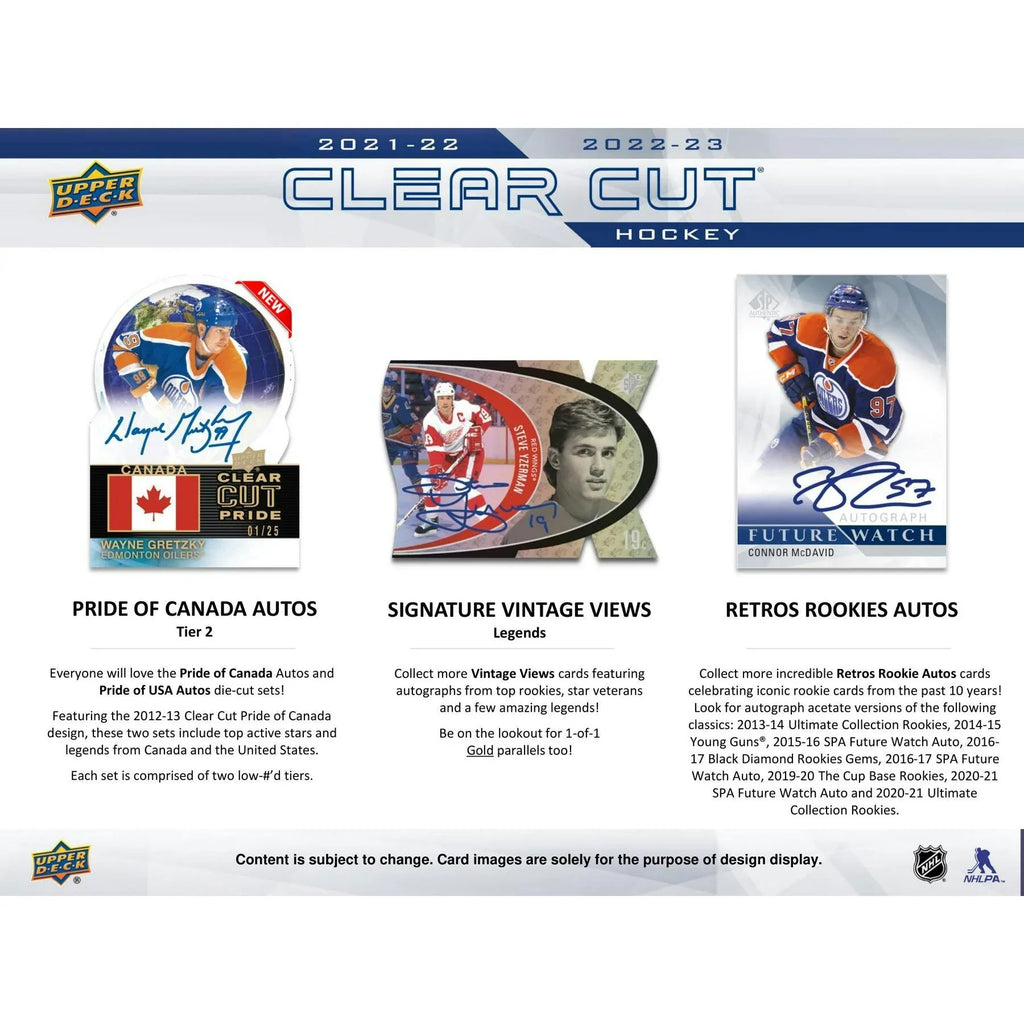2022 23 Upper Deck Clear Cut Hockey Hobby Box (Ships Sealed Only)