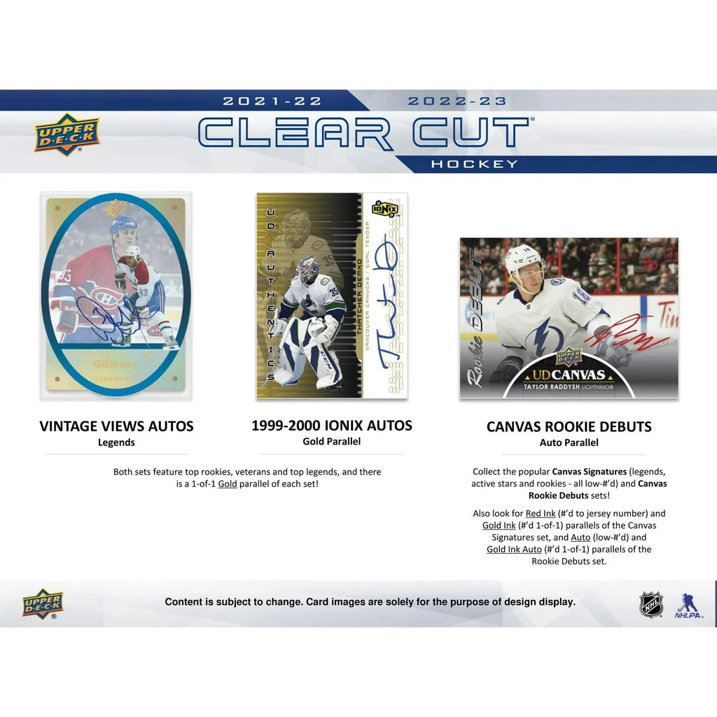 2022 23 Upper Deck Clear Cut Hockey Hobby Box (Ships Sealed Only)