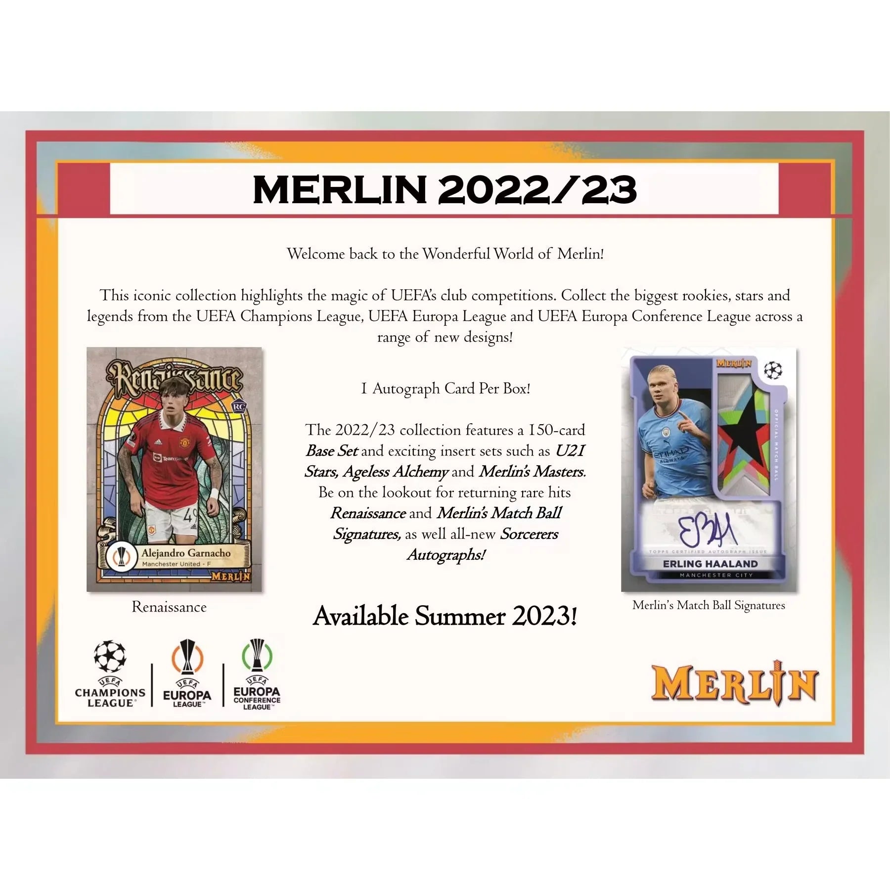 2022-23 Topps UEFA Club Competitions Merlin Chrome Hobby Box (Ships Sealed Only)