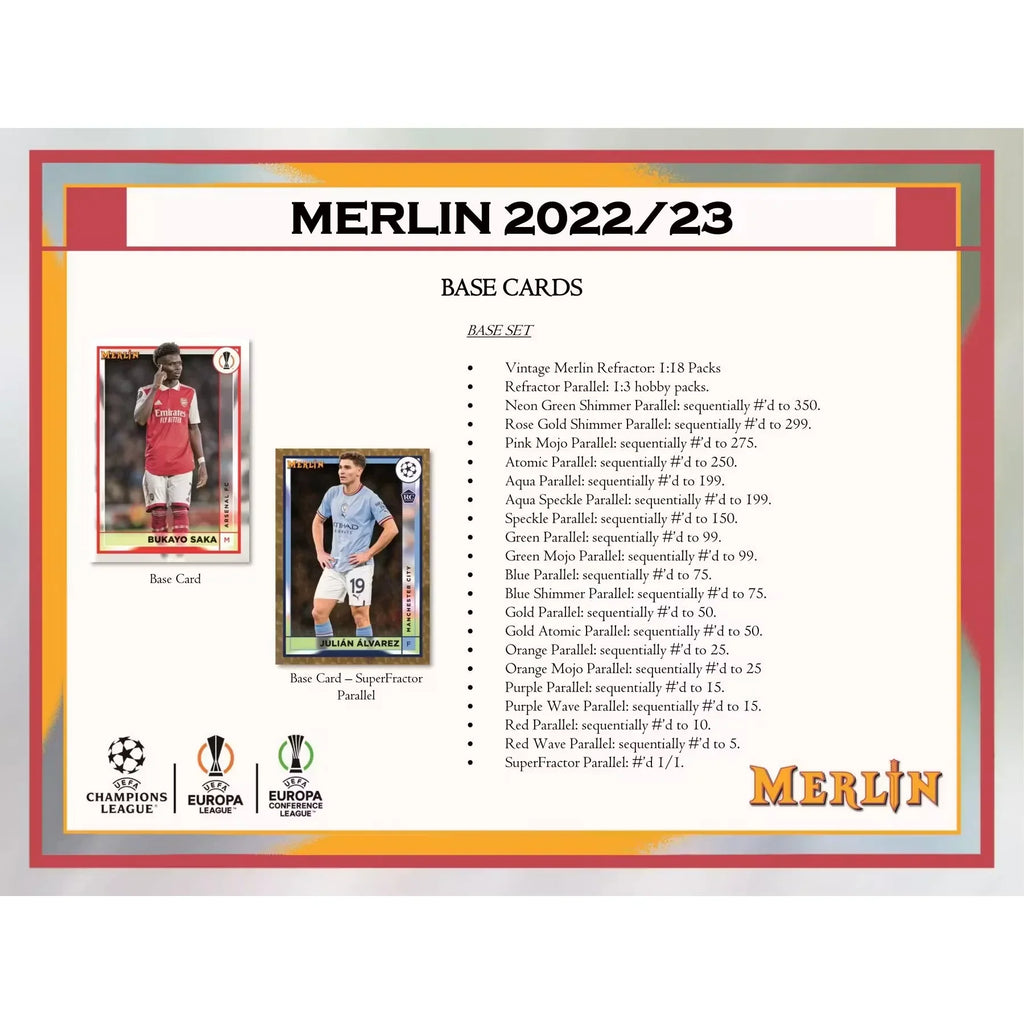 2022-23 Topps UEFA Club Competitions Merlin Chrome Hobby Box (Ships Sealed Only)