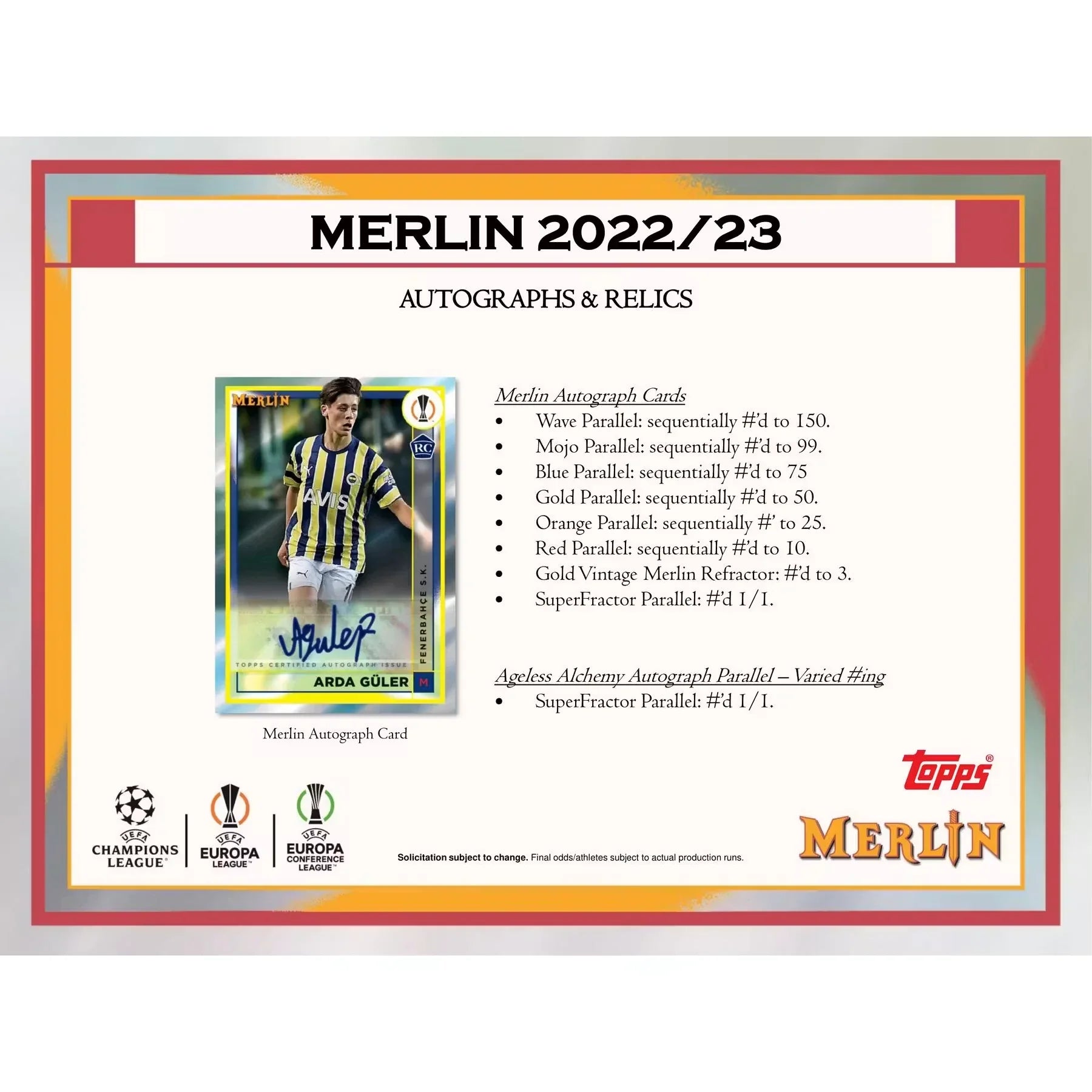2022-23 Topps UEFA Club Competitions Merlin Chrome Hobby Box (Ships Sealed Only)