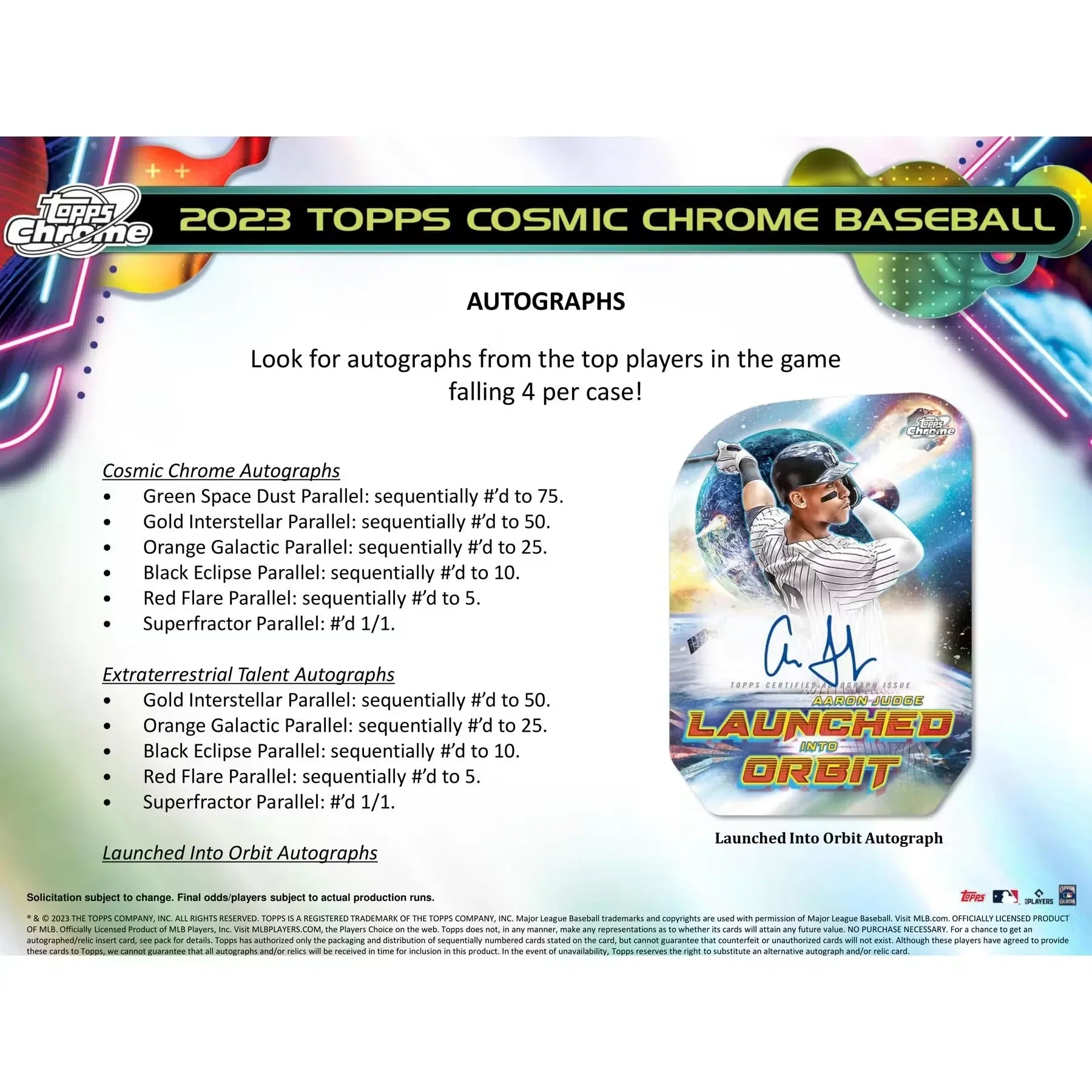 2023 Topps Cosmic Chrome Baseball Hobby 12-Box Case (Ships Sealed Only)