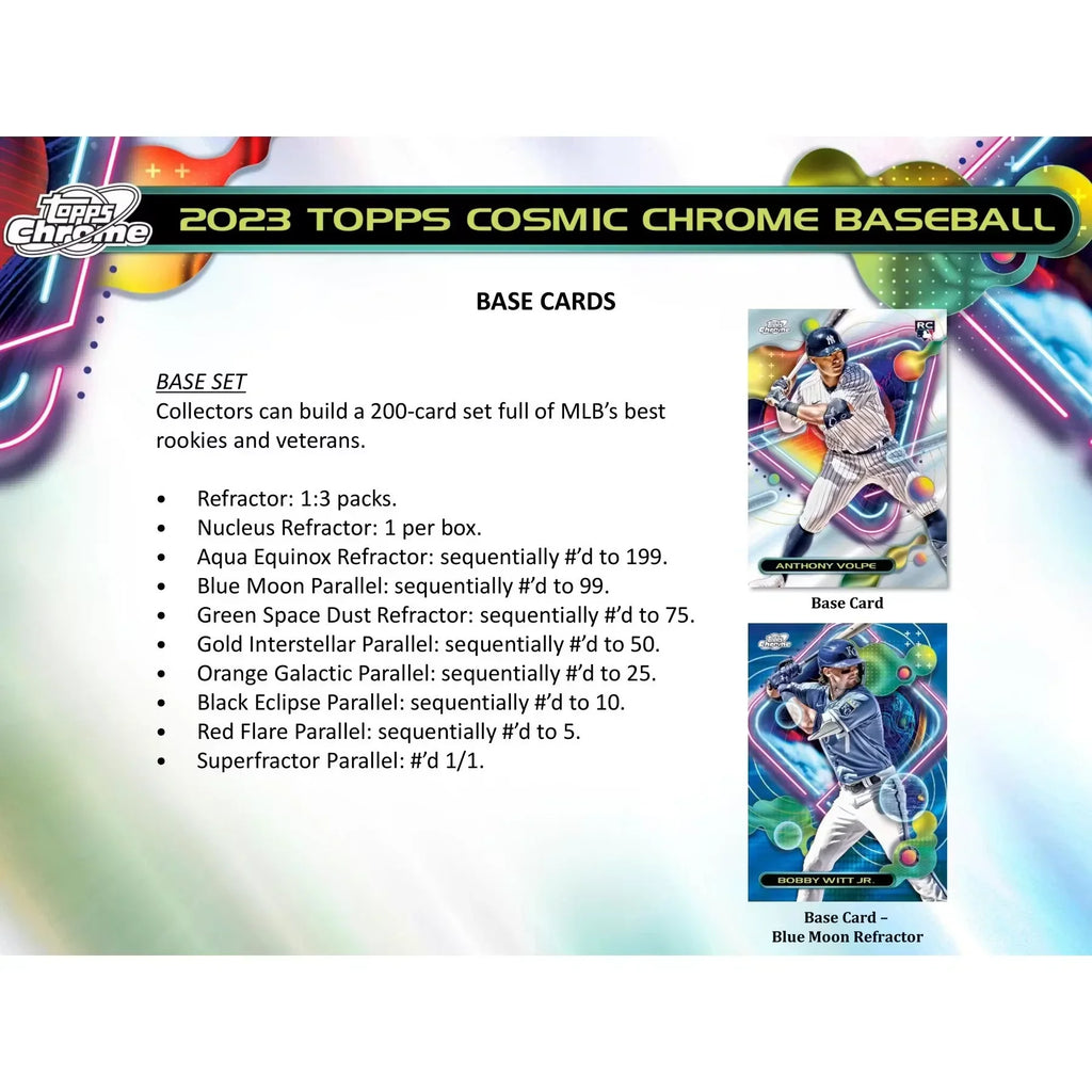 2023 Topps Cosmic Chrome Baseball Hobby Box (Ships Sealed Only)