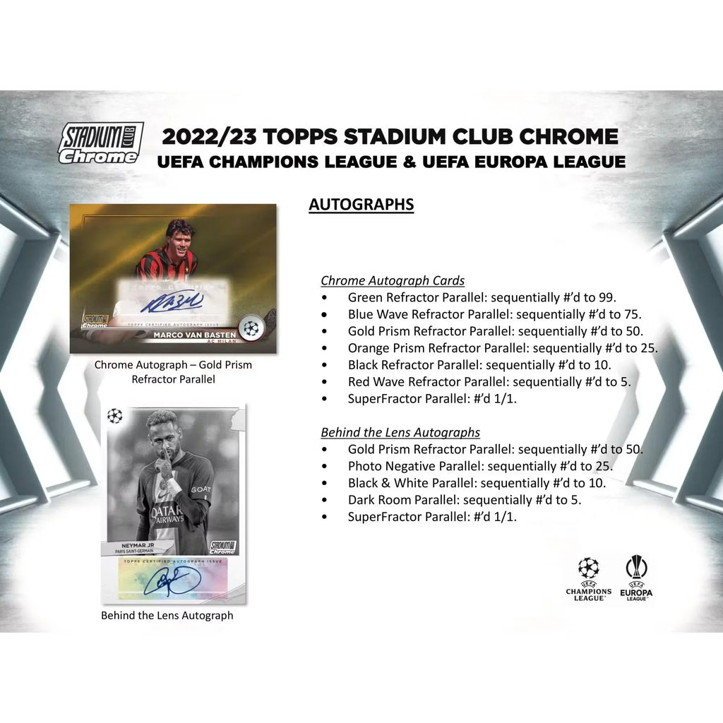 2022-23 Topps Stadium Club Chrome UEFA Club Competitions Soccer | 12-Box Hobby Case (Ships Sealed Only)