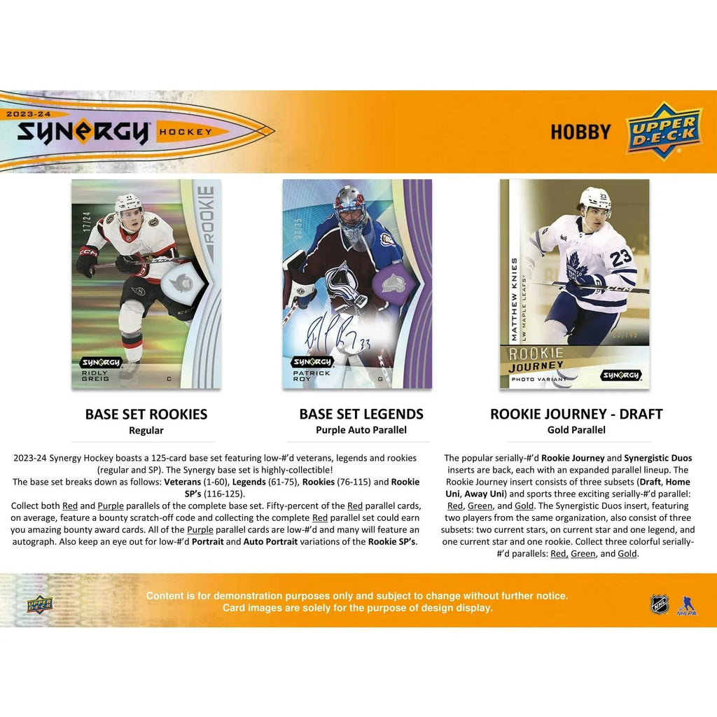 2023 24 Upper Deck Synergy Hockey Hobby 16 Box Case (Ships Sealed Only)