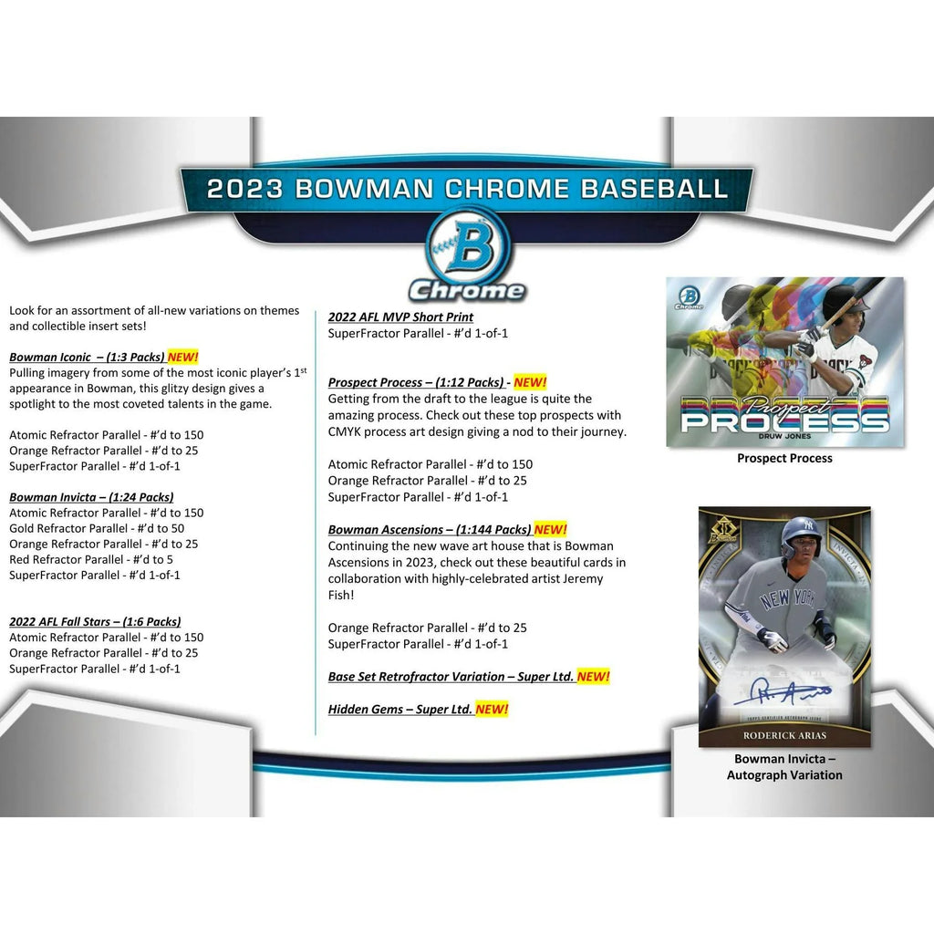 2023 Bowman Chrome Baseball Hobby 12 Box Case (Ships Sealed Only)