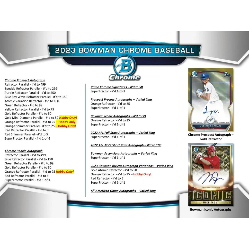 2023 Bowman Chrome Baseball Hobby 12 Box Case (Ships Sealed Only)