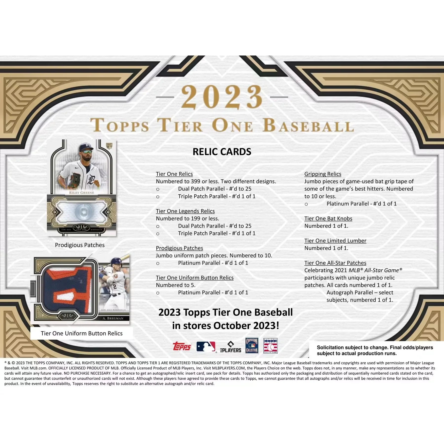 2023 Topps Tier One Baseball Hobby 12-Box Case (Ships Sealed Only)